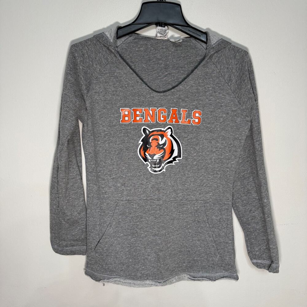 Cincinnati Bengals Women’s S Gray Lightweight Terry Hoodie Long Sleeve Pullover